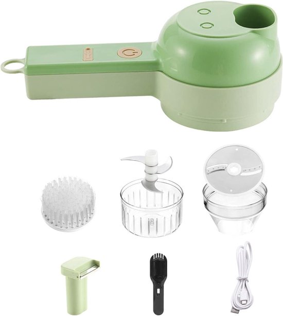 Elektrische Groentesnijder - Keukenmachine - Snel koken - 4-in-1 functie - 20.5 x 9.5 cm - Grijs