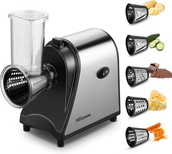 Elektrische Groentesnijder - Keukenrasp Hakmolen - Snel Salades Maken - 5 Snijtrommels - 20 x 115 x 19 cm van Merkloos