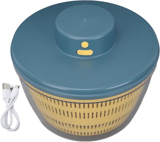 Elektrische Groentewasmachine - Salad Spinner Vergiet - Keuken Reinigen Drogen - Multifunctioneel Kneedkom - 4 Liter Capaciteit - Blauw van Merkloos