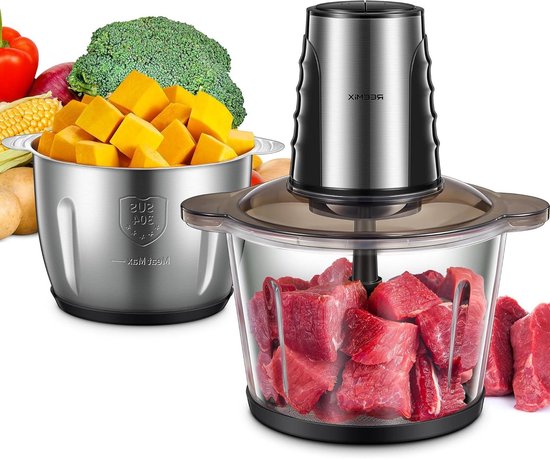 Elektrische Hakker - Keukenmachine Mini - Ingrediënten Bereiden - Twee Containers - 3 Liter Capaciteit - Zwart