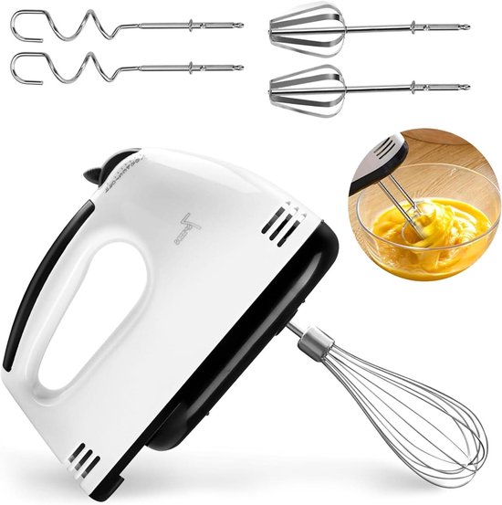 Elektrische Handmixer 100 W - 7 Snelheden - 6 Roestvrijstalen Accessoires voor Eieren Deeg Cake van Merkloos