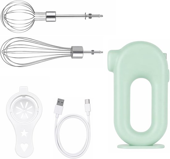 Elektrische handmixer 1500 mAh - oplaadbaar groen - 4 snelheden - ideaal voor het kloppen van eieren - SnelShoppen