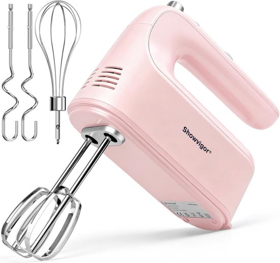 Elektrische handmixer 300 W - 5 snelheidsstanden - roestvrijstalen mengkop - ideaal voor bakken - ShopVlot