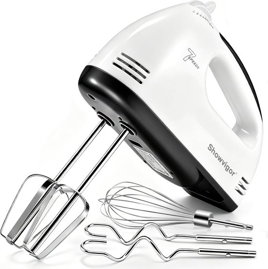 Elektrische handmixer 300 W - 7 snelheden - ergonomische handgreep - ideaal voor bakken - ShopVlot