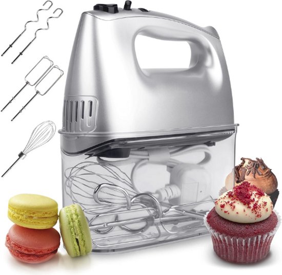 Elektrische Handmixer 400W - 5 Snelheden - Inclusief Accessoirehouder - Mixer, Haak en Garde - Ideaal voor Taart, Cake, Crèmes en Gebak van Merkloos