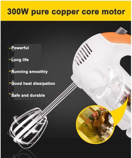 elektrische handmixer, 5 snelheden 200 W, krachtige elektrische levensmiddelmixer, handmixer, deegmixer, egg beater handmixer voor de keuken, 220 V