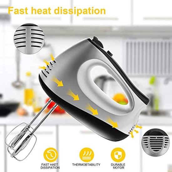 Elektrische Handmixer 500W met 5 Snelheden en Accessoires - Ideaal voor Eenvoudig Mengen en Kloppen van Deeg van Merkloos