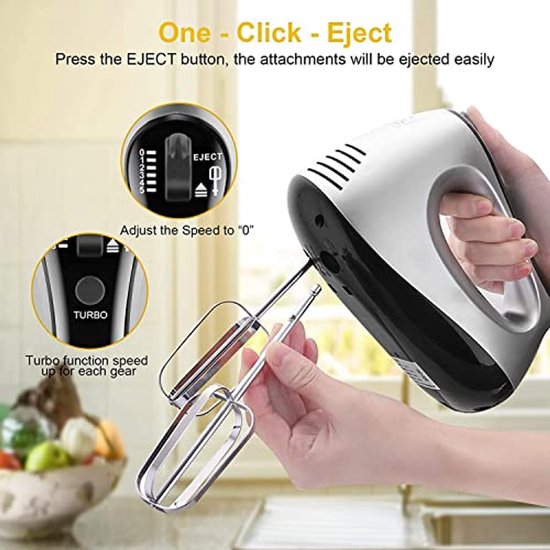 Elektrische Handmixer 500W met 5 Snelheden en Accessoires - Ideaal voor Eenvoudig Mengen en Kloppen van Deeg