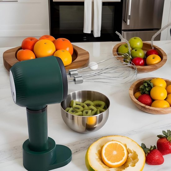 Elektrische Handmixer - Deegklopper - Bakken en Koken - Draadloos Oplaadbaar - 3 Snelheden - Wit