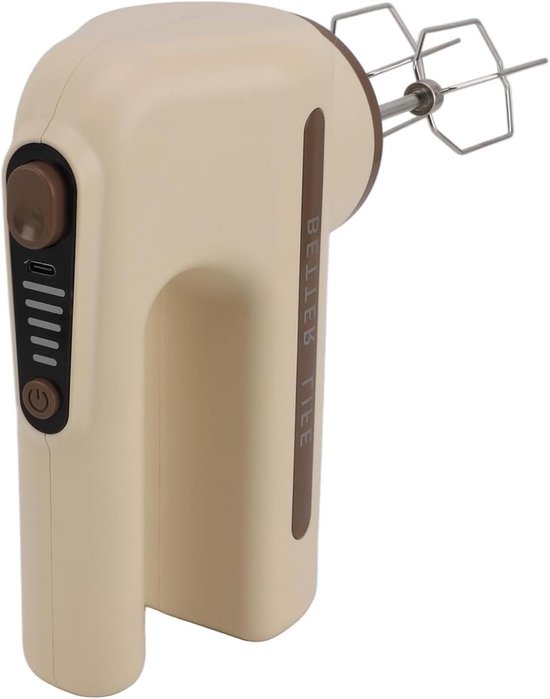 Elektrische Handmixer - Draadloze Garde - Bakken en Kloppen - 5 Snelheden Turbo Boost - 26 x 19 cm - Kaki van Merkloos