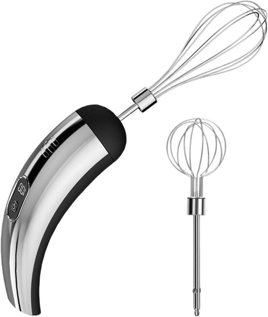 Elektrische Handmixer - Draadloze Garde - Beslag Maken - Ergonomische Handgreep - 149 cm - Zilver Zwart van Merkloos