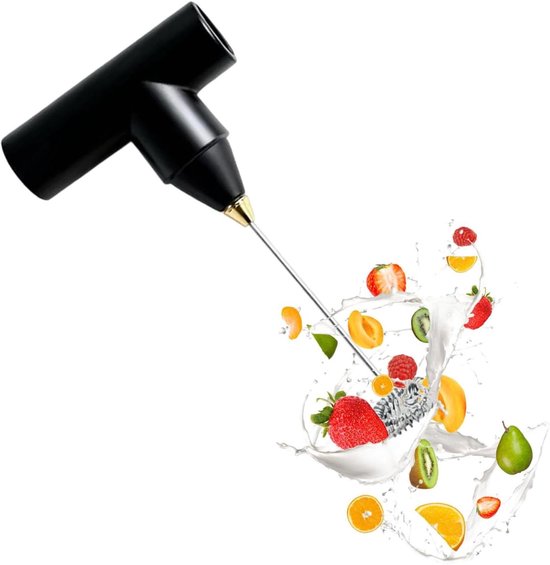 Elektrische Handmixer - Draadloze Garde - Koken en Bakken - Afneembare Batterij - 23 x 6 cm - Zwart