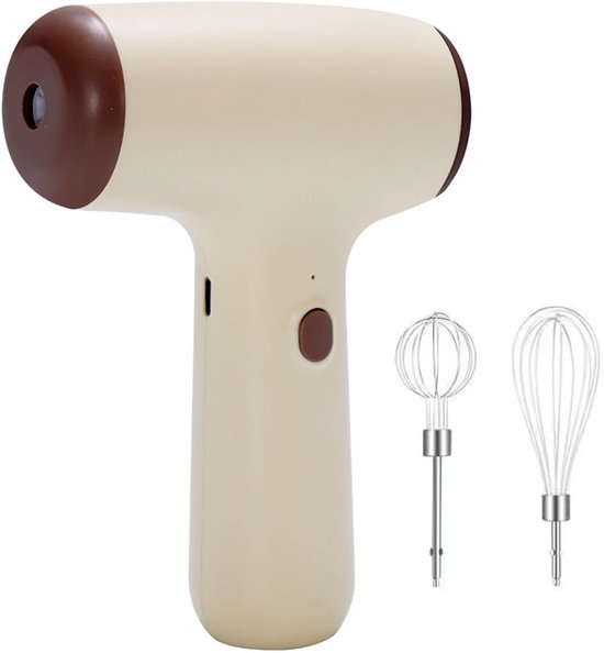 Elektrische Handmixer - Draadloze Klopper - Bakken en Koken - Oplaadbare Batterij - 2 Kloppers - Wit
