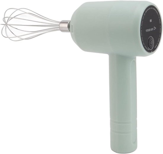 Elektrische Handmixer - Draadloze Klopper - Gebak Maken - Stil Laag Geluid - 21 cm - Licht Cyaan