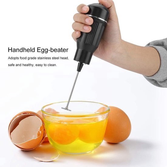 Elektrische Handmixer - Draadloze Klopper - Snel Beslag Maken - Batterijgevoed Gemak - 26 x 5 cm - Zwart