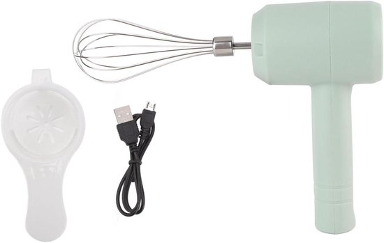 Elektrische Handmixer - Draadloze Klopper - Zelf Bakken - USB Oplaadbaar - 21 cm - Lichtblauw