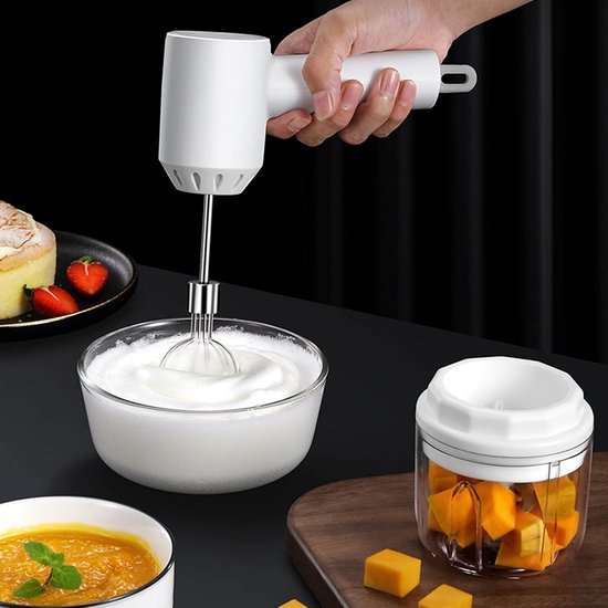 Elektrische Handmixer - Draadloze Mixer - Bakken en Koken - USB Oplaadbaar - Lichtgewicht - Wit