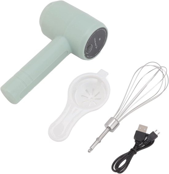 Elektrische Handmixer - Draadloze Mixer - Bakken en Maken - Zelfstaand Plat Ontwerp - 20 Watt - Licht Cyaan