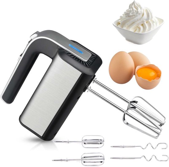 Elektrische Handmixer - Eierklopper Garde - Bakken en Koken - 800W Krachtige Motor - 29x19x8 cm - Zilver