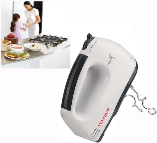Elektrische Handmixer - Garde Mixer - Bakken en Mixen - Vijf Snelheden - 180 Watt - Wit/Zwart