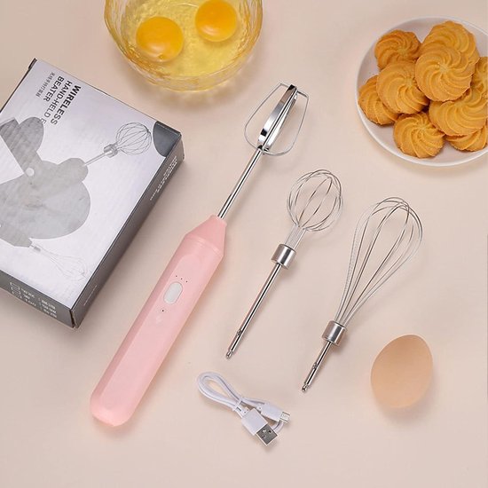 Elektrische Handmixer Handschuimmaker Drie Verschillende Snelheden voor in de Keuken (Roze) van Merkloos