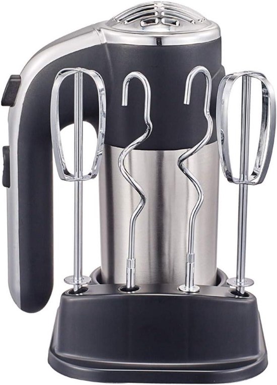 Elektrische Handmixer - Keukenmixer - Bakken en Koken - 5 Snelheden 200 Watt - Compact Design - Zilver