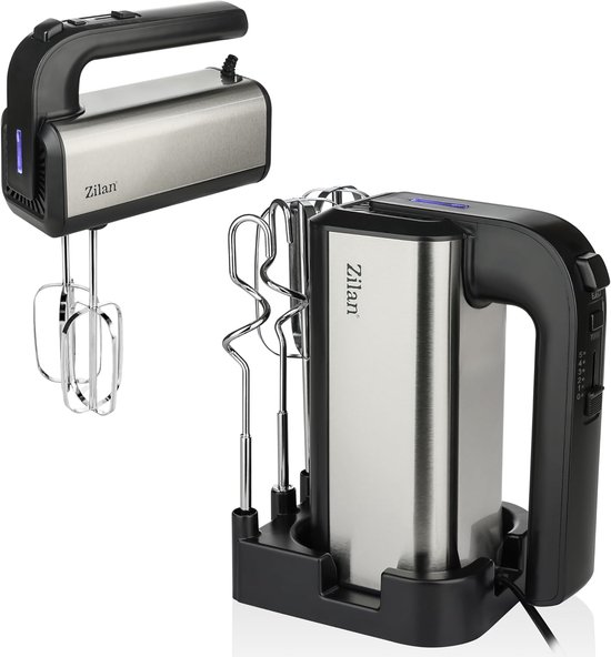 Elektrische Handmixer - Keukenmixer - Bakken en Koken - 500 Watt Kracht - 10 Liter Capaciteit - Zilver Zwart van Merkloos