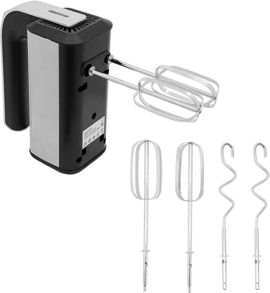 Elektrische Handmixer - Keukenmixer - Bakken en Mixen - 5 Snelheden 800W - 28.5 x 19 cm - Grijs Zwart