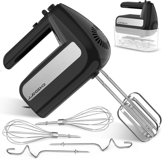 Elektrische Handmixer - Keukenmixer Bakmixer - Bakken en Koken - 5 Snelheden met Turbo - 800 Watt - Zwart
