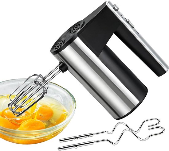 Elektrische Handmixer - Keukenmixer - Beslag Kloppen - Antislip Handgreep - 9.5 x 17.5 cm - Zwart