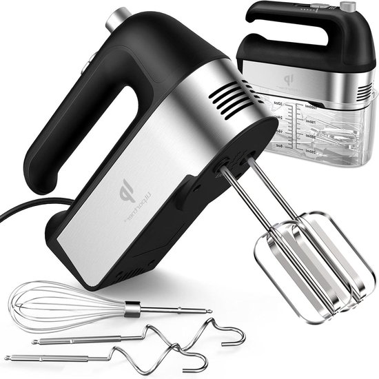 Elektrische Handmixer - Keukenmixer - Beslag Klutsen - 450W Krachtige Motor - 5 Snelheden - Zwart
