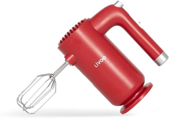 Elektrische Handmixer - Keukenmixer - Beslag Maken - 5 Snelheden Turbo - 18x8x14.5cm - Chili rood van Merkloos