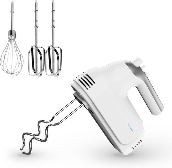 Elektrische Handmixer - Keukenmixer - Beslag Maken - 500 Watt Vermogen - 21.5 x 10 x 21 cm - Wit van Merkloos