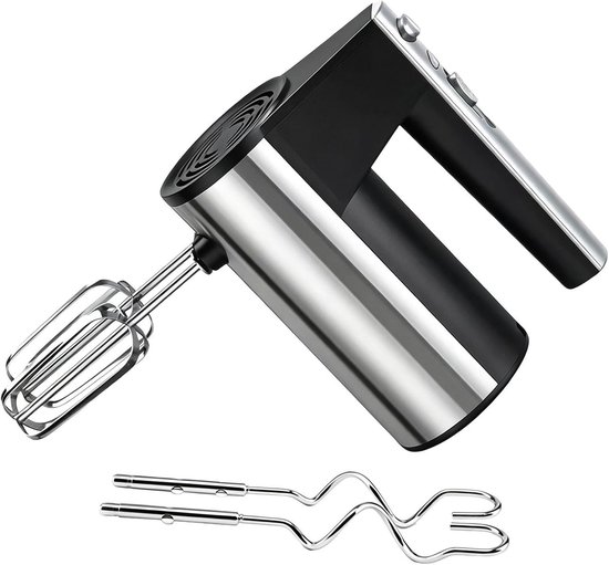 Elektrische Handmixer - Keukenmixer Beslagmaker - Bakken en Koken - 5 Snelheden - 9.5 x 17.5 x 9.5 cm - Zilver