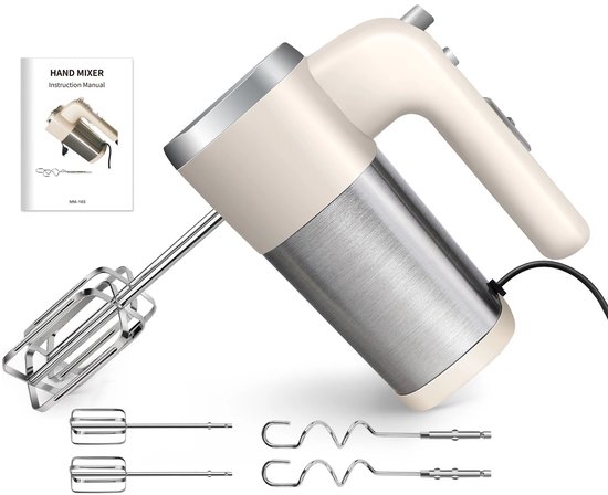 Elektrische Handmixer - Keukenmixer - Deegmixer - Eiklopper - Garde - Deegklopper - 5 Snelheden - Turbo-functie - 500W Vermogen - Roestvrijstaal - Compact - Huishoudelijke Mixer - Bakgereedschap - Koken - Keukenhulpmiddel - Kloppers en Deeghaken