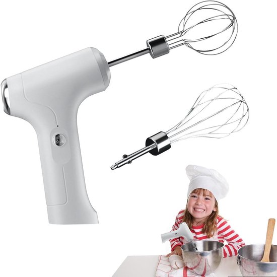 Elektrische Handmixer - Keukenmixer Eierklopper - Bakken en Koken - 3 Snelheden Instelbaar - 24.6x16x4.5 cm - Wit