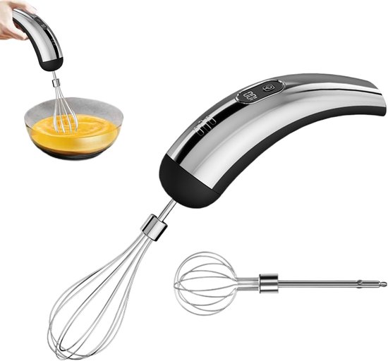 Elektrische Handmixer - Keukenmixer Garde - Bakken En Koken - 5 Snelheden Instelbaar - 18x6x6cm - Zwart Zilver