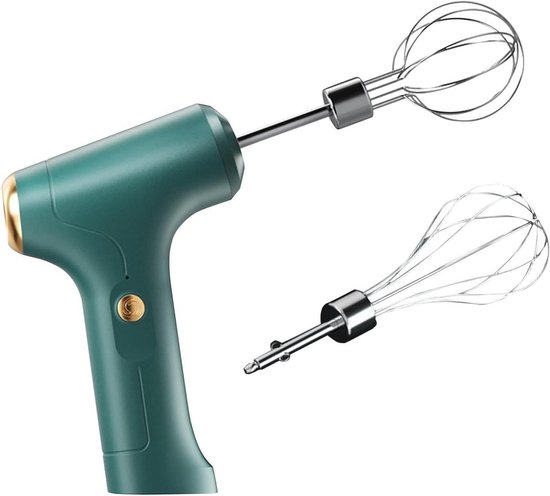 Elektrische Handmixer - Keukenmixer Garde - Bakken en Mixen - Draadloos Oplaadbaar - 3 Snelheden - Groen