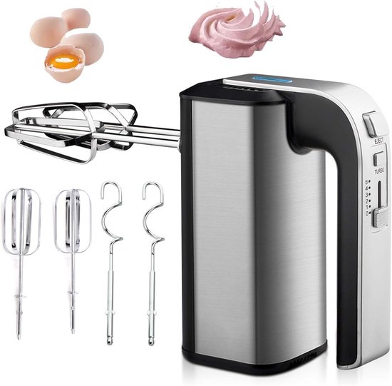 Elektrische Handmixer - Keukenmixer Garde - Thuis Bakken - 5 Snelheden - 800 W Motor - Wit