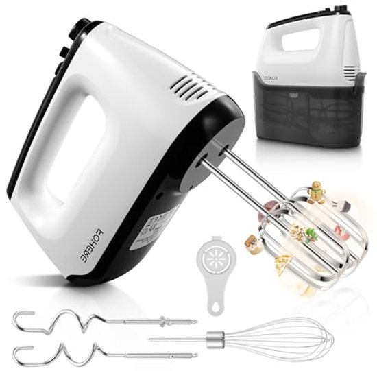 Elektrische Handmixer - Keukenmixer Gardemixer - Bakken en Koken - Met Opbergdoos - 400 W - Wit