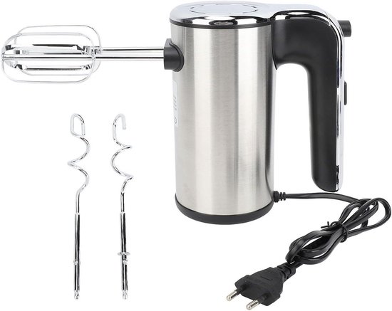 Elektrische Handmixer - Keukenmixer - Ingrediënten Mengen - 5 Snelheden Turbotechnologie - 500 W Vermogen - Zilver