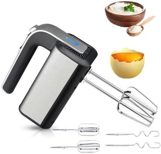Elektrische Handmixer - Keukenmixer Klopper - Bakken en Koken - 5 Snelheden Instelbaar - 800W - Zilver