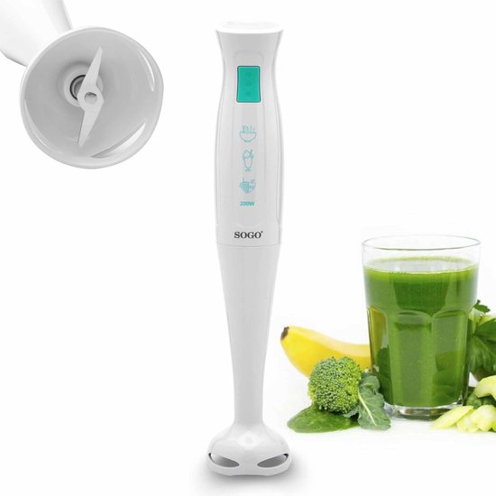 Elektrische Handmixer - Keukenmixer Klopper - Beslag Maken - Roestvrijstalen Bladen - 200 W - Wit Blauw