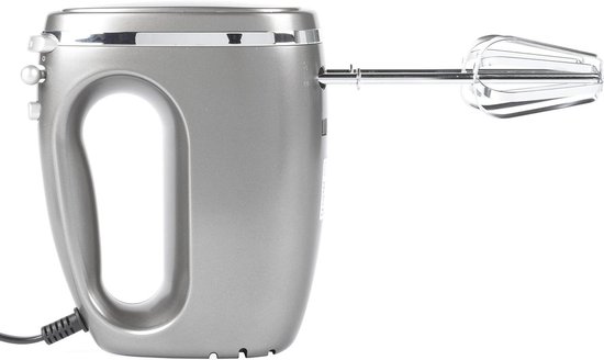 Elektrische handmixer-klopper met kloppers en deeghaken - 5 instelbare snelheidsinstellingen en turbomodus - Voedsel mixen-kloppen-kloppen - Cosmos Collection grijs 300 W