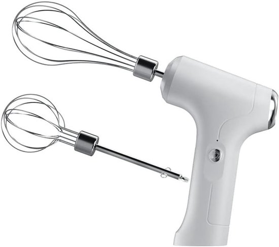 Elektrische handmixer met 2 mengbladen, elektrische eierklopper voor huishoudelijk gebruik, 3 snelheidsstanden voor het kloppen van melk, het mengen van pudding, koekjes- en cakebeslag, oplaadbaar via USB - wit van Merkloos
