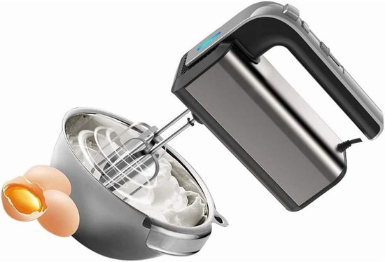 Elektrische handmixer met 5 snelheden en blender, traditionele mixer, deeghaak, 300 watt, Geschikt voor bakken en koken, zwart. van Merkloos
