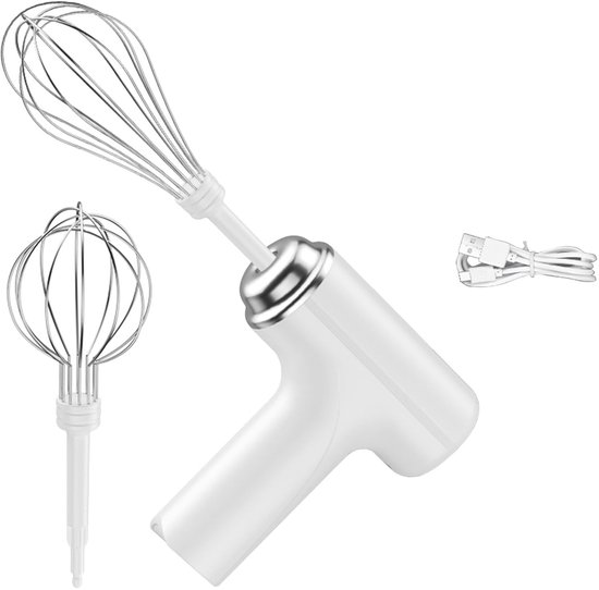 Elektrische handmixer met drie snelheden, Geschikt voorzien van twee afneembare roestvrijstalen gardes, lichtgewicht keukenmixer Geschikt voor bakken, cakes, crèmes en deeg - wit (185W). van Merkloos