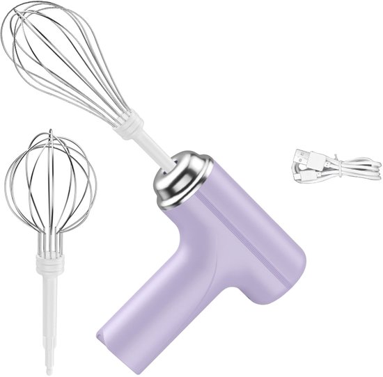 Elektrische handmixer met drie snelheden, Geschikt voorzien van twee afneembare roestvrijstalen gardes, lichtgewicht keukenmixer Geschikt voor bakken, taarten, crèmes en deeg - Paars (185W) van Merkloos