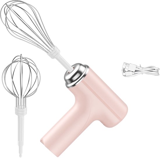 Elektrische handmixer met drie snelheden, Geschikt voorzien van twee afneembare roestvrijstalen gardes, lichtgewicht keukenmixer Geschikt voor bakken, taarten, crèmes en deeg - Roze (185W) van Merkloos
