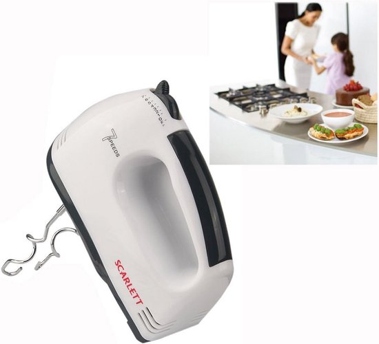 Elektrische handmixer met garde, elektrische garde, handmixer, wit/zwart